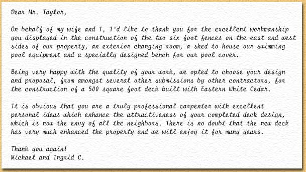 Testimonial from Michael and Ingrid.